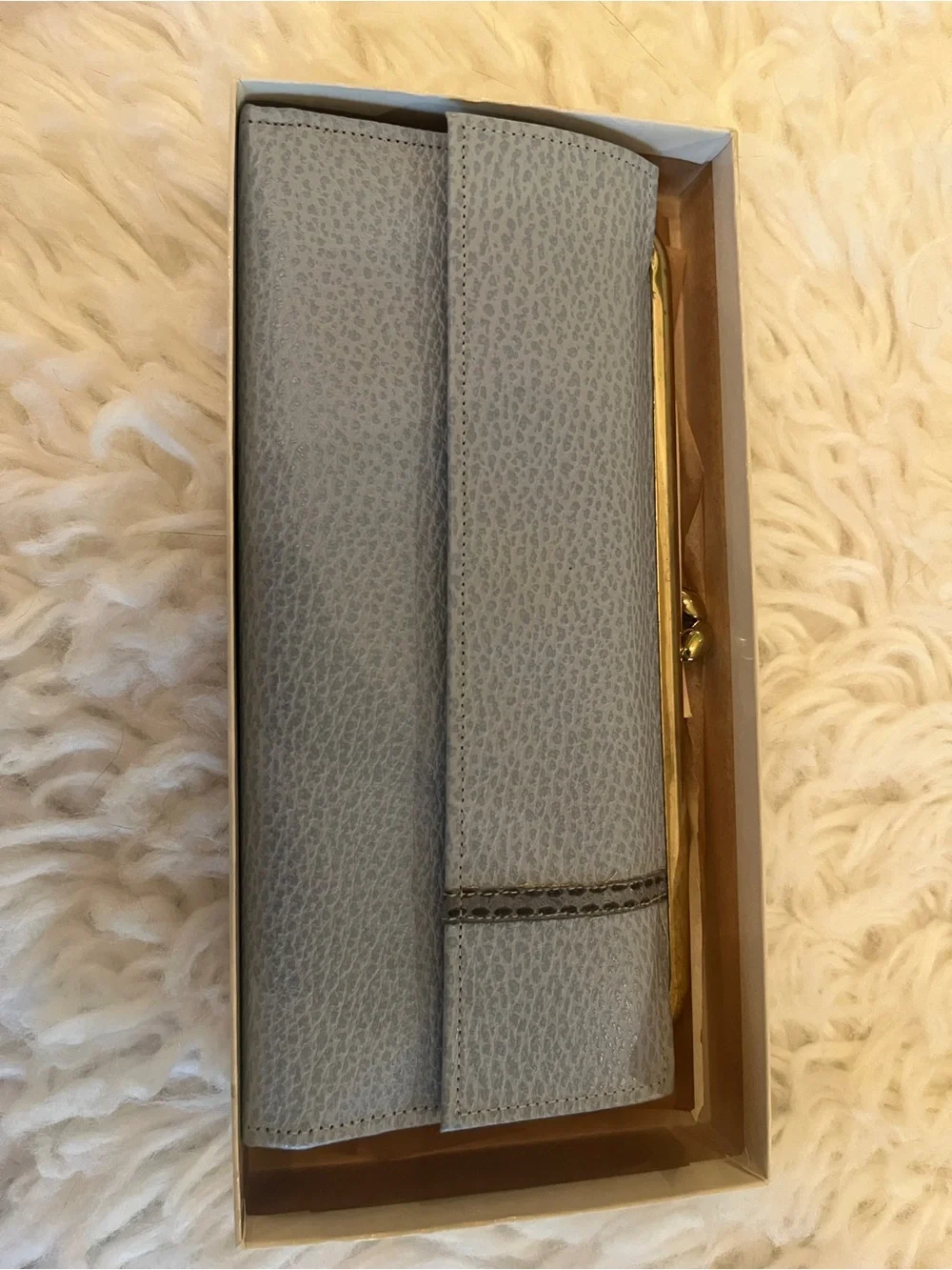 VINTAGE Light Blue Women's Wallet Clutch with Gold Accent (1950’s)